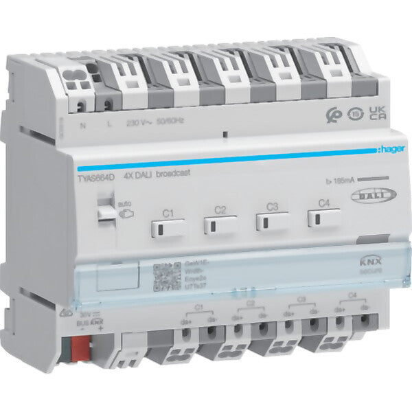 Hager DALI Aktor 4f, KNX Secure Broadcast TYAS664D